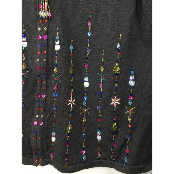 Tiara International Christmas Collection Cardigan Sweater Womens Medium‎ Beaded - Picture 3 of 11